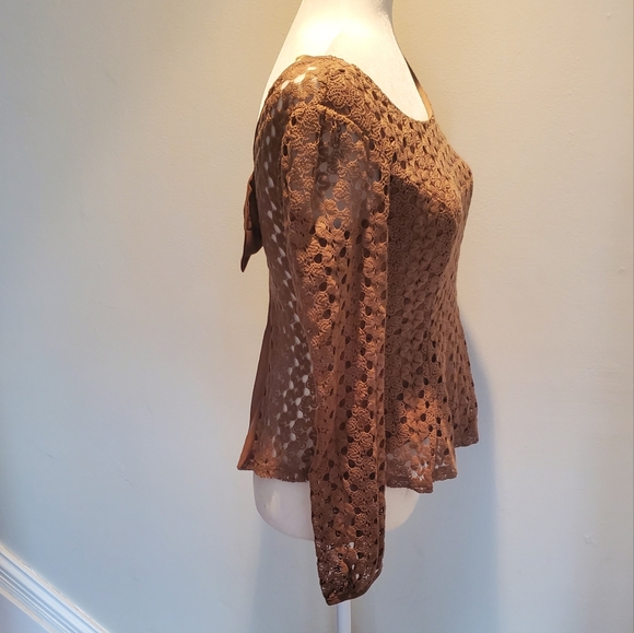 Beautiful Tan Cotton Lace Top, w front poly lining by Double Zero, Size Small - Picture 4 of 4